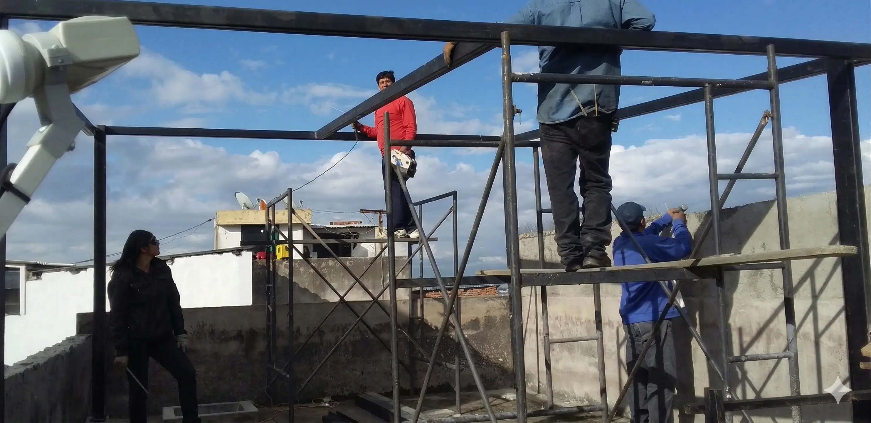 Montaje de estructura metálica en terraza en Quito